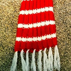 Womens red and white scarf